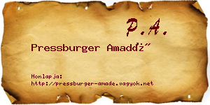 Pressburger Amadé névjegykártya